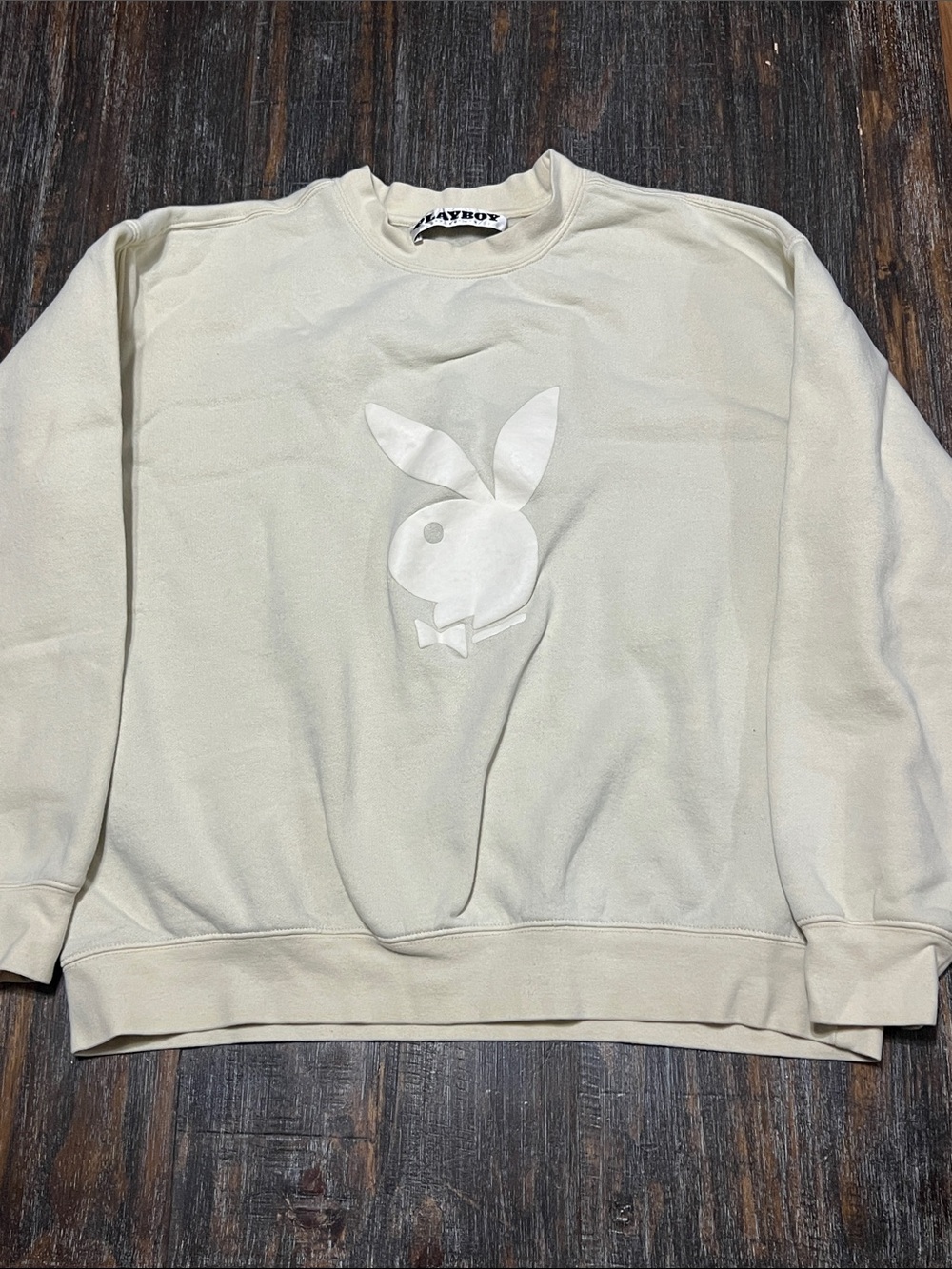 PLAYBOY Cream Logo Crewneck Sweatshirt